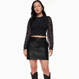 Wilfred Tempest Blouse Black Forget Me Not Aritzia